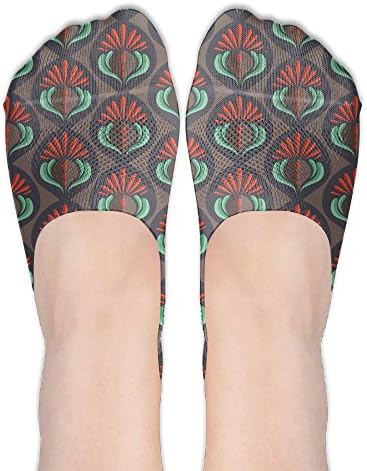 Cotton Retro Peacock Pattern Casual Women's No Show Socks