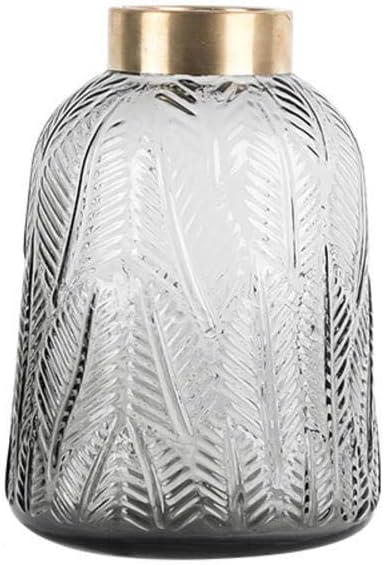 ZIDAJINC Copper Circle Leaf Vase, Glass Vase, Household Flower Arrangement, Table Top Decoration