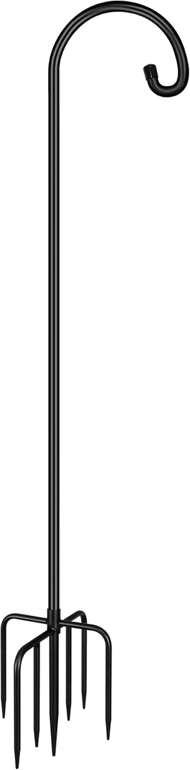 Outdoor Shepherd's Hooks - Gtongoko Adjustable Shepherds Hooks for Outdoor 92 Inch Bird Feeder Pole with 7 Prongs Base, 5/8 Inch Thick Heavy Duty for Hanging Bird Feeder, Plant Baskets,1 Pack