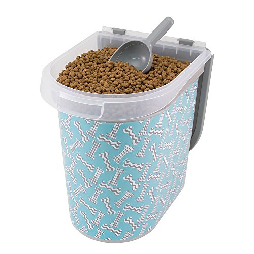 Paw Prints 37914 15 lb. Bones Design Plastic Pet Food Bin, 12.5" L x 9.75" W x 13.38" H