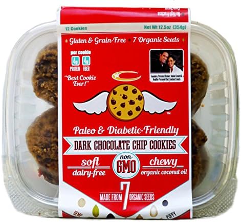 Paleo Dark Chocolate Chip Cookies, Grain &amp; Gluten Free, 1 Dozen, 12.5 oz