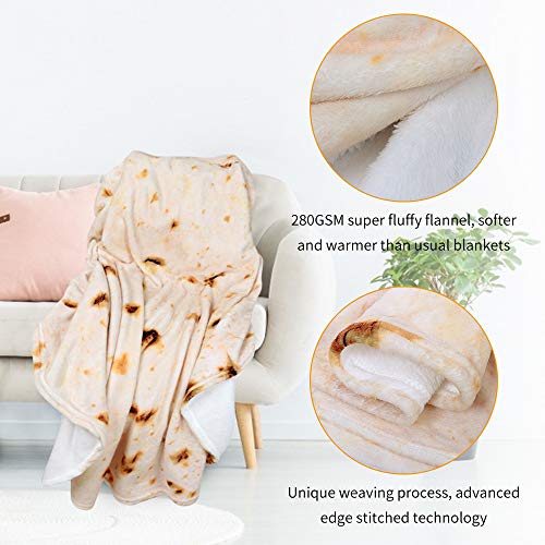 LetsFunny Burrito Tortilla Human Blanket, Burrito Wrap Novelty Blanket Tortilla Towel for Adults/Kids, Giant Round Beach Towel/Throw Blanket/Picnic Blanket (Yellow 3, 71.00)