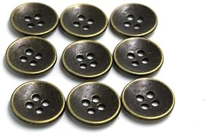 20pcs Zinc metal alloy Sewing Button bronze gun black Metal Buttons Round Antique Bronze 4 Holes bowl button - (Color: bronze