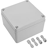 LeMotech Junction Box IP67 Waterproof Dustproof ABS Plastic Project Box for Electrical Outdoor Enclosure Gray 4.9 x 4.9 x 3 inch (125 x 125 x 75 mm)