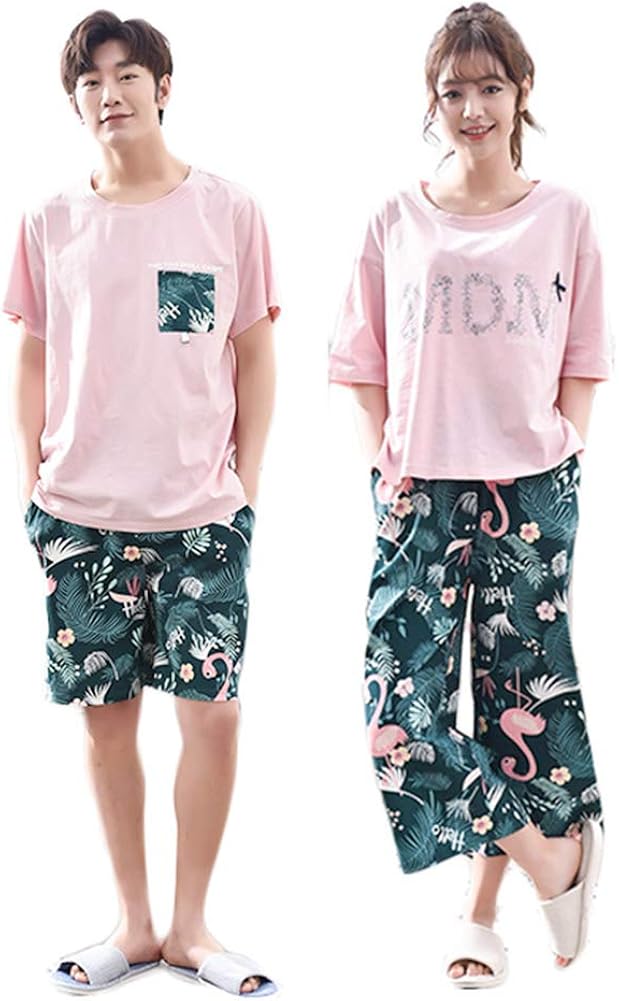 カップル ペア パジャマ おしゃれ おそろい パジャマ カップル ペアルック 上下 かわいい 寝巻き パジャマ メンズ 春 綿100 スエット 結婚 祝い プレゼント おしゃれ コーデ 記念 日 大きいサイズ mkm2270-PK-B-L