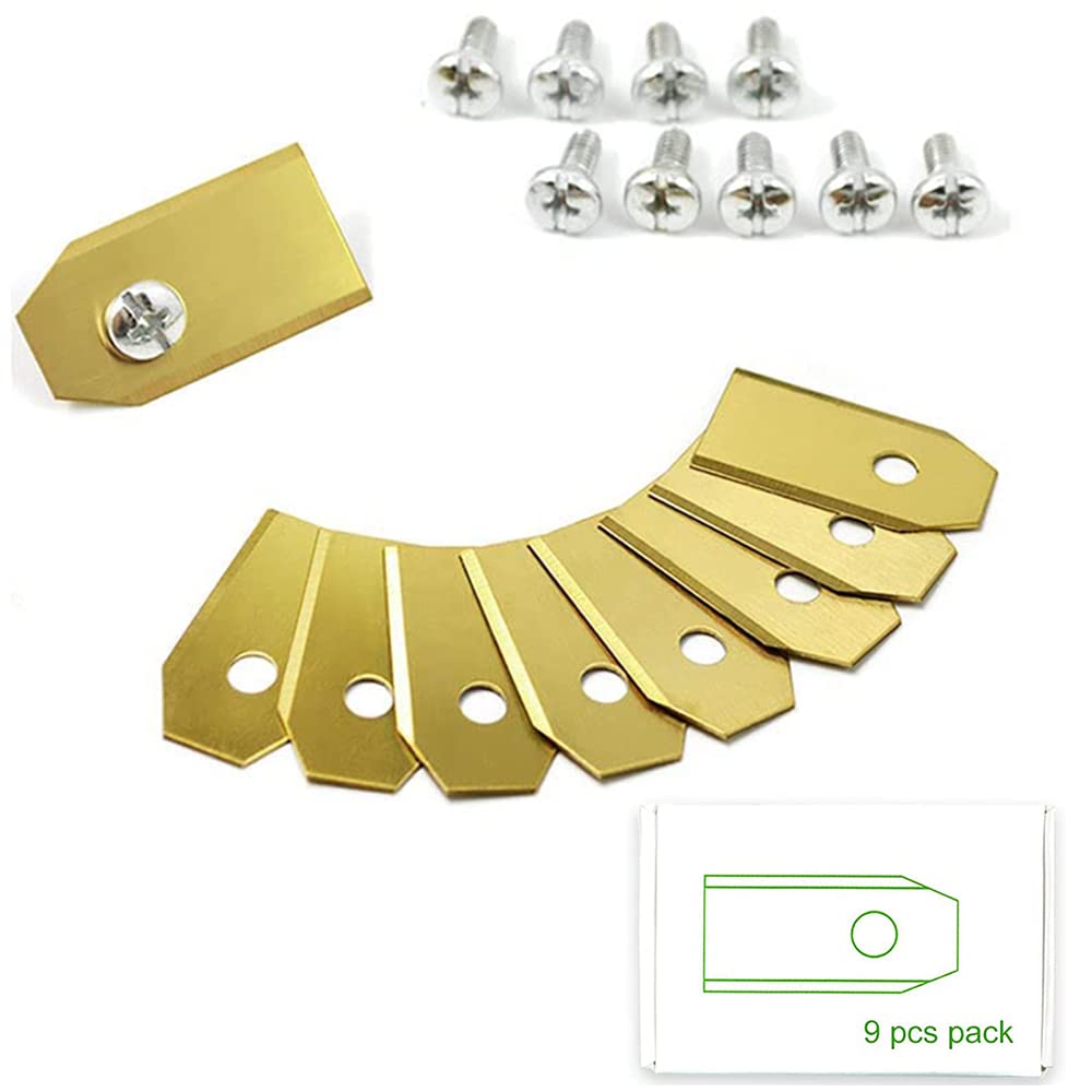 AMZSEA Replacement Mower Blades Compatible with All Husqvarna Automower/Gardena Robotic Lawnmowers (35x18x0.75mm) (9PCS, Gold)