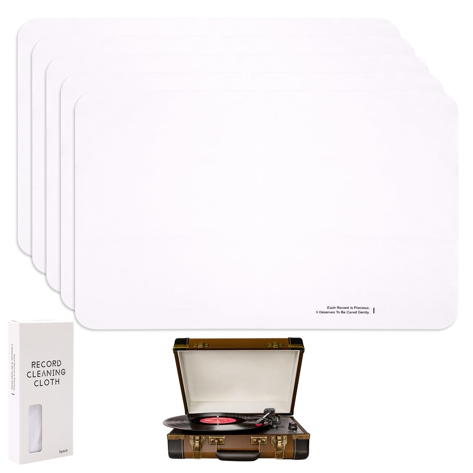 5Pcs Special Cleaning Cloth for Vinyl Records CDs, No Damage to The Disc, Can Be Wetted with Water, Lint Free Microfibre Cloth Absorbent Pad (White)