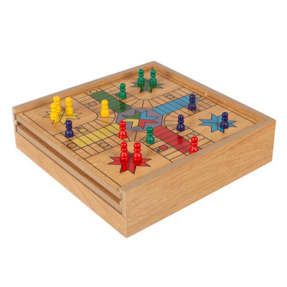 7-in-1 Combo Board Game and Chess Set - with Ludo, Backgammon, Checkers, Chinese Checkers, Dominoes, and Tic-Tac-Toe - by Hey! Play!