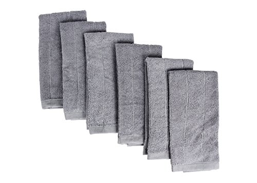 Fabbrica Home Bamboo Rayon Kitchen Drying Towels Patented Everplush Technology (6, Gray)