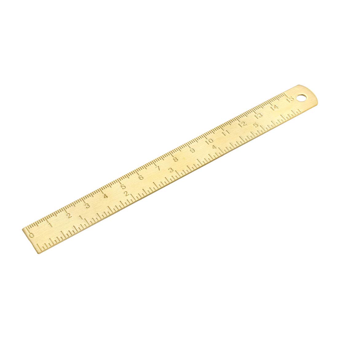 sourcing map Straight Ruler 150mm 6 Inch Brass Measuring Tool with Hanging Hole