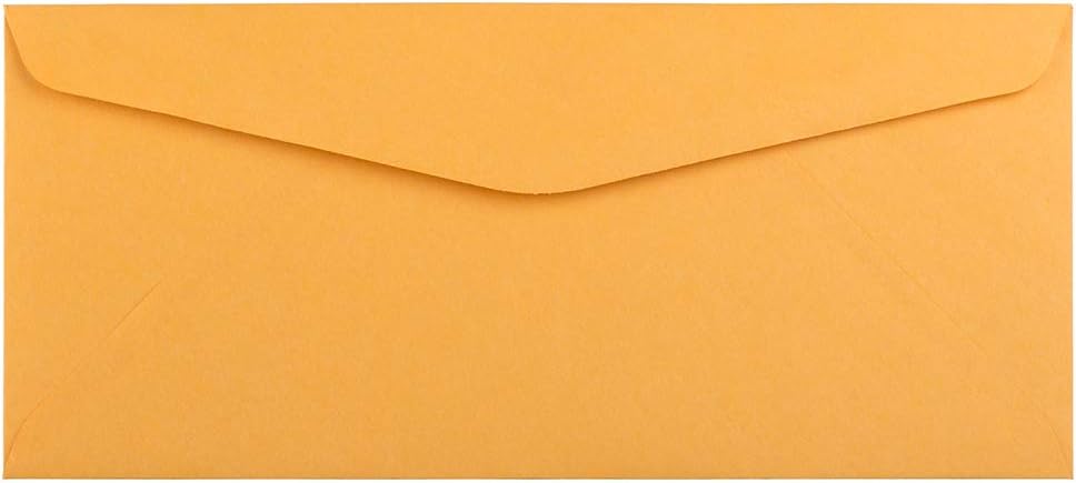 JAM PAPER #10 Business Commercial Envelopes - 4 1/8 x 9 1/2 - Brown Kraft Manila - 50/Pack