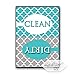 Dishwasher Magnet Clean Dirty Sign for Dishes - Elegant Quatrefoil Moroccan Trellis Modern Pattern - AQUA BLUE - 2.5 x 3.5 - Housewarming and Gag Gift Idea / Stocking Stuffers for Men Women & Teens