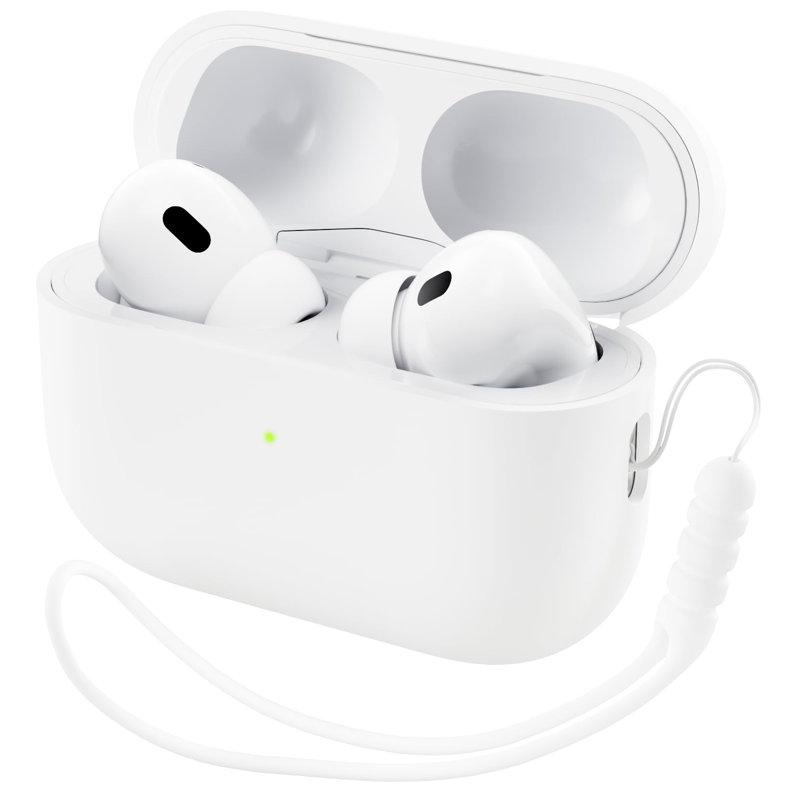 Photo 1 of ORNARTO Compatible with AirPods Pro 2 Case 2022, Full Protective Hybrid Silicone for AirPods Pro 2nd Generation Case, Front LED Visible Skin Cover-White