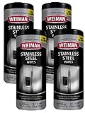 Weiman Stainless Steel Cleaner Wipes (4 Pack) Removes Fingerprints, Residue, Water Marks and Grease from Appliances - Works Great on Refrigerators, Dishwashers, Ovens, and Grills