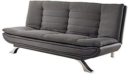 hogar24 sofa cama clic clac piel ecologica y patas cromadas color negro