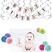 LITAUS Birthday Decorations for Girls& Boys,Happy birthday banner with Pom Pom and Party Swirls for Baby girls first birthday decorations,Rainbow Birthday Party Supplies
