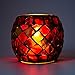 AWEVILIA Handmade Red Orange Mosaic Glass Bowl Candle Holders Votive Tealight Candleholders Home Decor Christmas Party