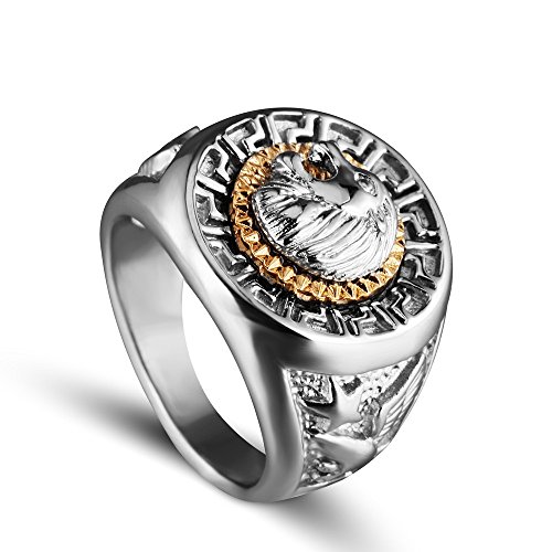 Jajafook men s heavy metal gothic lion head gold stainl…
