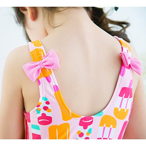 Toddler Baby Girls One Piece Ice Cream Pink Cute Swimsuit (1-8Years)