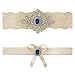 Ivory Sapphire Blue Wedding Bridal Garter Set Keepsake Toss (Medium (18