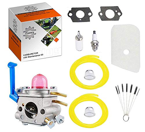 Podoy 128CD Carburetor for Husqvarna Trimmer String Parts Zama 128LD Tune Up Kit 530150253 Air Filter Fuel Line with Adjustment Clean Tool C1Q-W40A 545081848 124L 125L 125LDX 128C