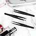 BIBTIM Tweezer Set Best Stainless Steel Tweezers Kit ESD Slant Tip, Pointed, Curved Tweezers for Eyebrow, Splinter and Ingrown Hair Removal Professional Tweezers Precision for Women and Men (Black)