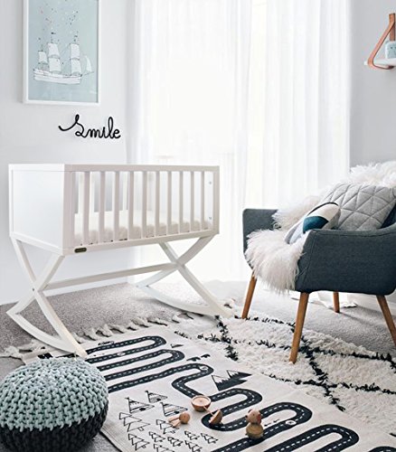 Green Frog, Allegro Cradle | Handcrafted Contemporary Wood Baby Cradle | Premium Pine Construction | Rocking and Stationary | Stark White Color - Thumbnail 5