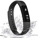 Fitness Tracker,Teslasz Bluetooth 4.0 Sleep Monitor Calorie Counter Pedometer Sport Activity Tracker for Android and IOS Smart Phone,Black