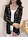 Meditative Rose Womens Spring Summer Thin Crochet Knitted Front Cardigan Pocket Sweater (Black)