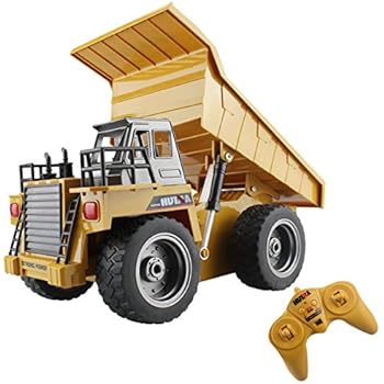 fisca RC Truck 6 Ch 2.4G Alloy Remote Control Dump Truck 4 Wheel Driver Mine Construction Vehicle Toy Machine Model with LED Light