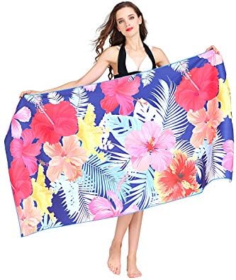 Jastella Women kids Girls Oversized Microfiber Pool Beach Towel Quick Drying Lightweight Ultra Absorbent Towel (63x31in) for Travel Sports, Compact Fitness, Swimming, Beach, Bath (Flower Leaves)