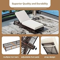 MoBtovs Rattan Outdoor Lounge Chair with 5-Position