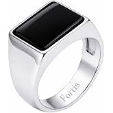 YAFEINI Personalized Engraved Modern Gemstone Ring for Men in 10K/14K/18K Gold or S925 Sterling Silver Custom Name Signet Ring Jewelry Gift