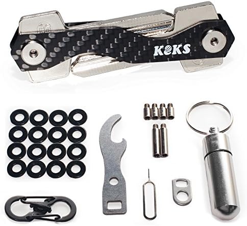 Key Holder - Slim Pivot Key Organizer Holds - Carbon Fiber Key Holder with Key Ring Carabiner Stash - Lightweight and Durable Smart Key Set - Key Fob Holder Keychain - Smart Key Holder for Women Men