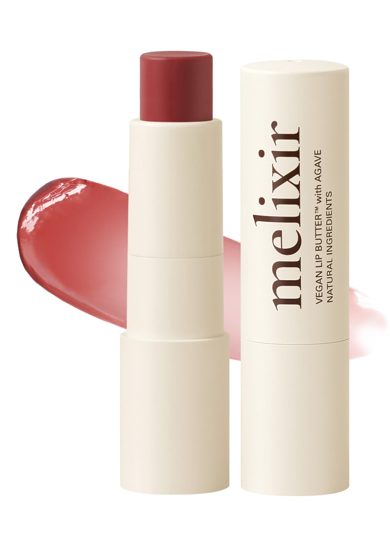 Melixir Vegan Lip Butter (12 Colors), Hydrating Tinted Lip Balm Stick, Bee-Free, Petrolatum-Free, Plant-Based, Moisturizes Dry & Chapped Lips With Shea Butter, Sheer, Natural Finish - #02 Nudy Rose