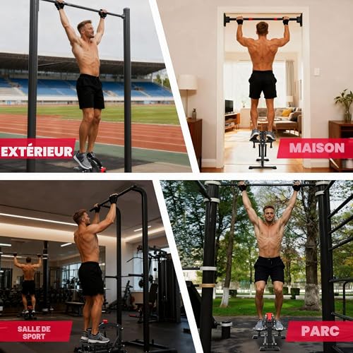 ONETWOFIT Foldable Stand Up Bar Pull Up Tower Power Tower Dip Chin Up Station Adjustable Height Multifunctional Home Gym