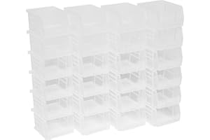 Akro-Mils 30210 AkroBins Plastic Storage Bins, Space-Saving Stackable Bins for Garage, Pantry, Craft Organization, 5-" x 4-" x 3-", Clear, 24-Pack