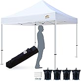 Tistent 10'x10' Pop Up Canopy Tent Commercial Instant Shelter with Heavy Duty Carrying Bag, 4 Canopy Sand Bags White