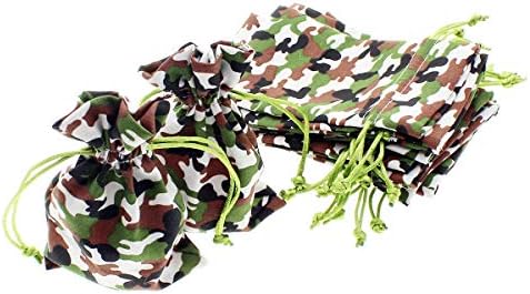 Linen and Bags 4" x 6" Camo Print Natural Cotton Favor Bags with Drawstring for Gifts, Weddings, Jewelry, and Party Favors - Pack of 24 (Brown Camouflage)