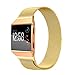 bayite for Fitbit Ionic Bands, Stainless Steel Milanese Loop Metal Replacement Strap with Unique Magnet Lock Accessories for Fitbit Ionic Large Gold