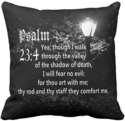 UJJOP Psalm 23:4 Bible Verse Custom Christian Gift Throw Pillow Cover 18x18