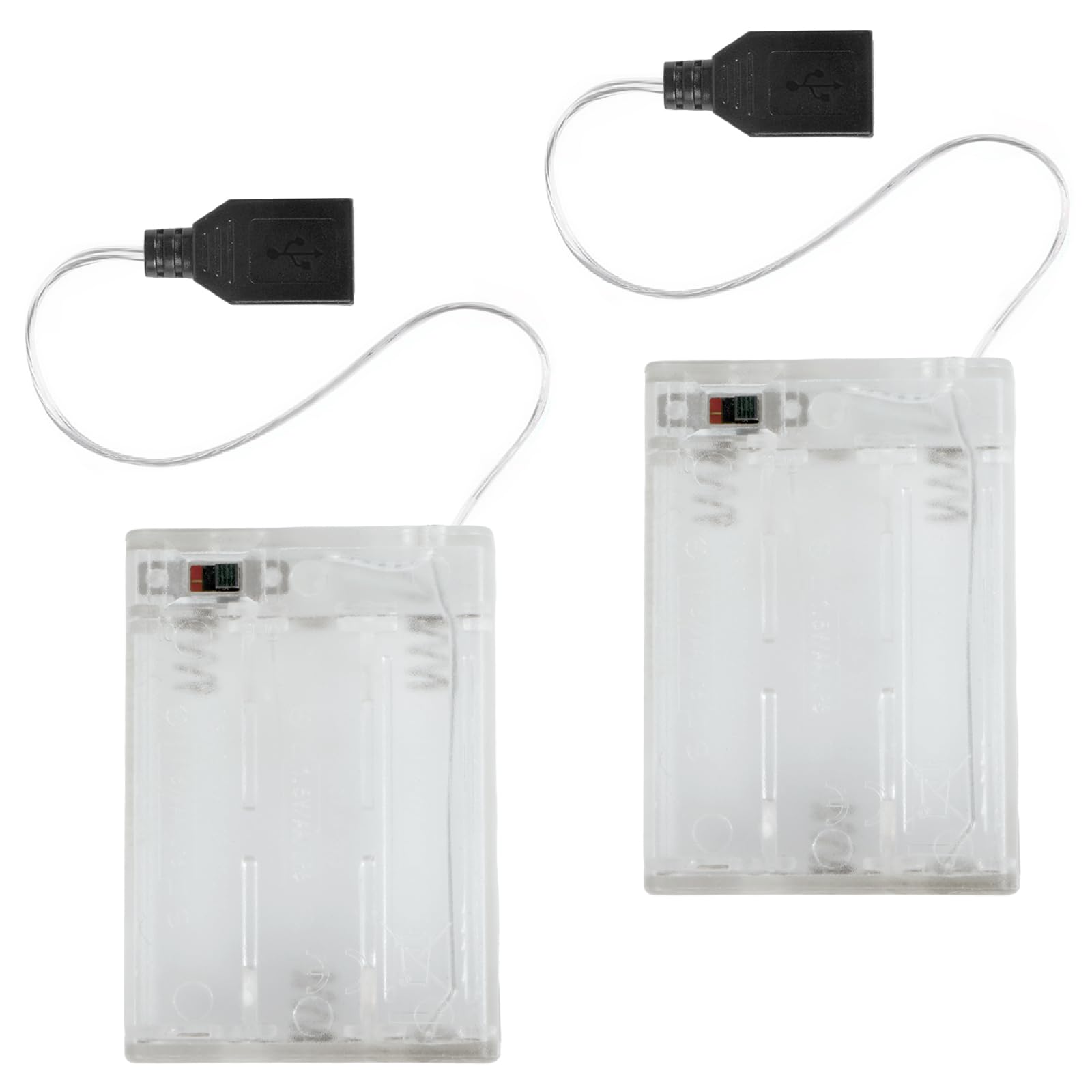 Photo 1 of (2 PCS) Portable USB Battery Pack for 5V LED Neon Signs – Battery Operated Power Supply Converter for Plug-in 5V LED Lights, Ideal for Indoor & Outdoor Use (Transparent)