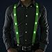 Glowseen Light up Glowing Clip on Adjustable Suspenders for Party Costume - Green