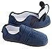 Miles Kimball Plush Memory Foam Slippers, Adjustable for Custom Fit, 100% Polyester, Sturdy Rubber Soles, Unisex - Navy Blue, Small