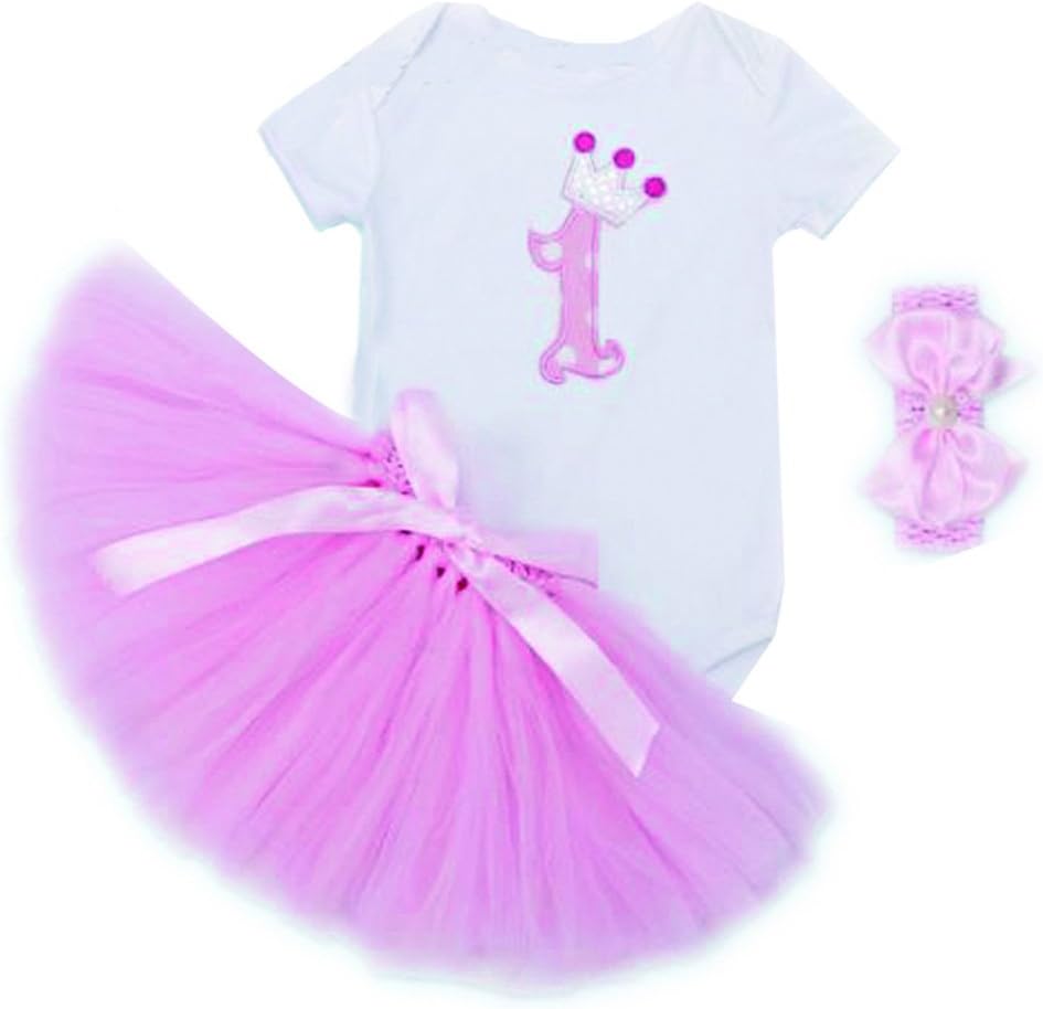 Mainaisi Baby Girls' 3PCs 1st Birthday Tutu Set Party Dresses,9-24 Months