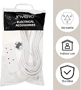 Invero 2 Gang Double Socket Extension Lead 10M Cable 13A White BS1363/A UK Plug view 4