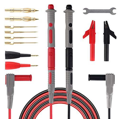 Multimeter Test Leads Kit,Digital Multimeter Test Kit Set of 15 With Crocodile Alligator Clips Lead Probe,Lead Extensions, Mini Hooks Accessory Kit