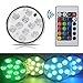 Submersible LED Lights Remote Controlled Vase Light, RGB Multicolor 10-LED Battery Operated Waterproof Pool Lights, 4-pack