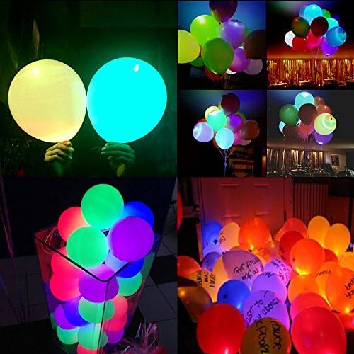 Led Light up Balloons Glow Balloon with 1 PCS Ribbon for Birthday Festive Party Decoration Latex Balloons 25PCS by LUCKDAYL (Size 1)