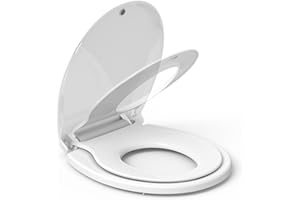 Homfan Toilet Seat, Round Toilet Seat with Toddler Seat Built in, Potty Training Toilet Seat Round Fits Both Adult and Child,